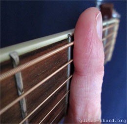 Barre chord on guitar