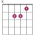 Am chord diagram X02210