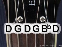 Guitar with open G minor tuning